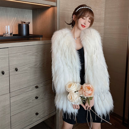 Veloura Fringe Faux Fur Jacket