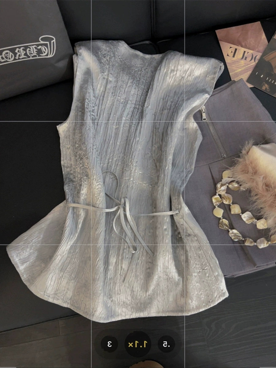 SilverGleam Sleeveless Top