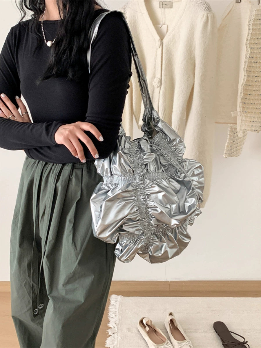 BloomWave Pleated Shoulder Bag