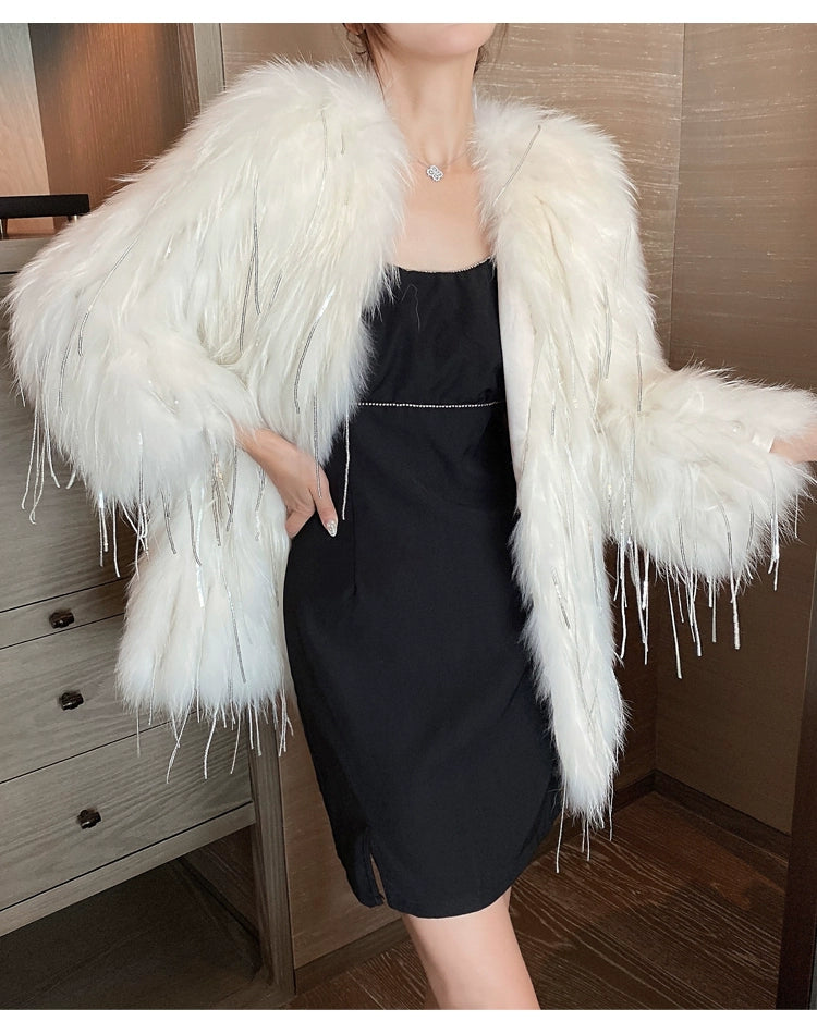 Veloura Fringe Faux Fur Jacket